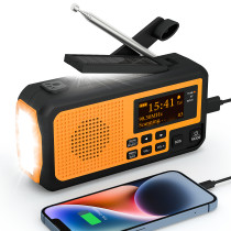 PRUNUS J-367 Portable Radio DAB/DAB+/FM, Digital Radio Alarm Clock with 5000mAh Battery, Wind Up Radio Bluetooth with Flashlight/Reading Light/SOS Alarm for Outdoor, Blackout and Emergency