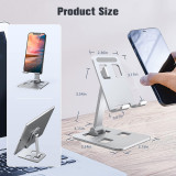 PRUNUS A-103 Cell Phone Stand Aluminium Alloy Angle Adjustable Foldable Smartphone Holder for Phones and Mini Tablets - Silver