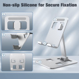PRUNUS A-103 Cell Phone Stand Aluminium Alloy Angle Adjustable Foldable Smartphone Holder for Phones and Mini Tablets - Silver