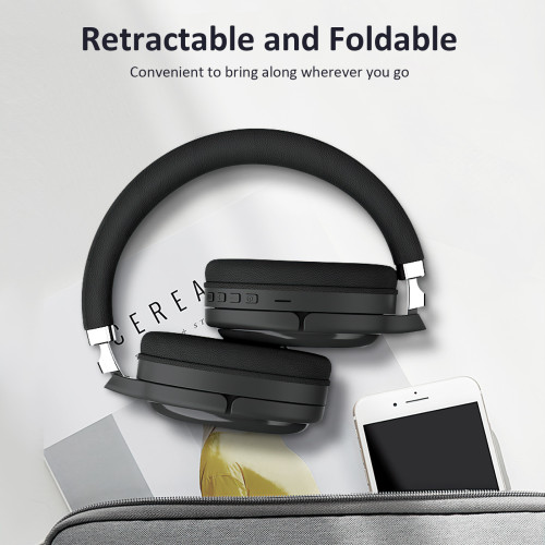 V5.3 Bluetooth Headphones Over Ear Low Latency Wireless Headset HIFI Stereo TF/AUX/FM Deep Bass Foldable Headphones with Microphone for Home Travel Office