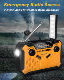 PRUNUS Emergency NOAA Weather Radio 5 Way Powered: Solor/Hand Crank/USB/AA Batteries/Rechargeable Batteries, LED Flashlight and Reading Lamp, AM FM, 3000mAh Power Bank Cellphone Charger, J-369 （Ship to US）