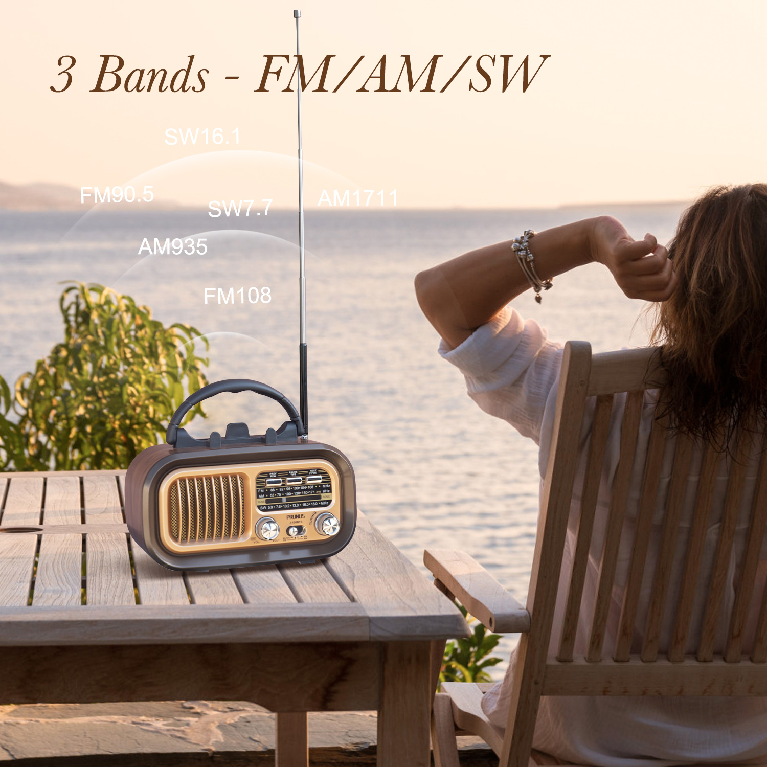 2023 Newest】 PRUNUS J-150 Small Retro Vintage Radio Bluetooth, Portable  Radio AM FM Transistor with Best Sound, Solar/Battery Operated Radio/Rechargeable  Radio, TWS, Support TF Card/USB Playing