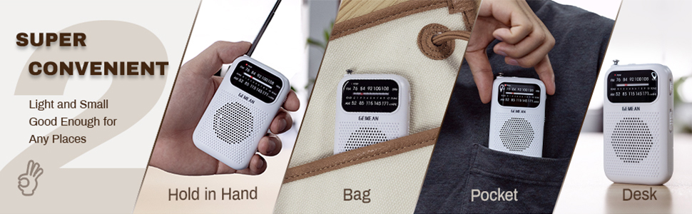 PRUNUS J-777 Radios de bolsillo portátil AM FM pequeño Walkman Radio con la  mejor recepción, PRUNUS DE333 Radio portátil Mini AM FM Radio transistor