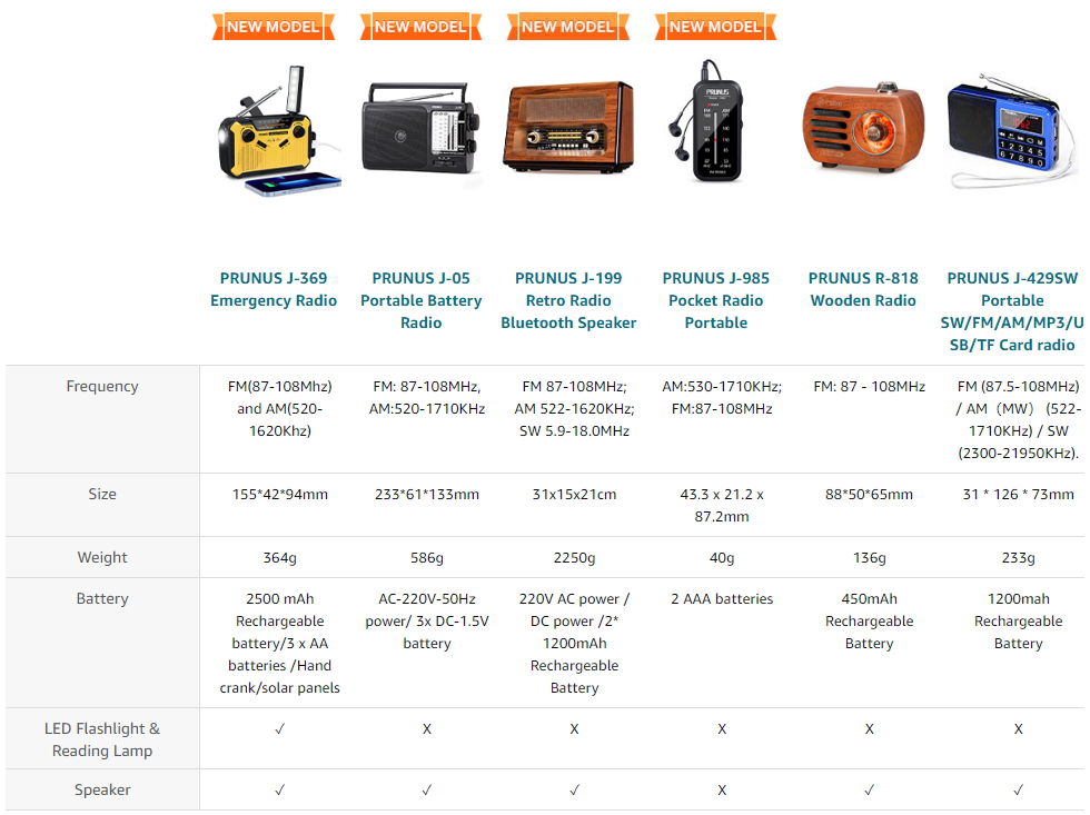 J-328 Piccola radio portatile, radio FM, radio portatile ricaricabile con  funzione di registrazione, supporto M