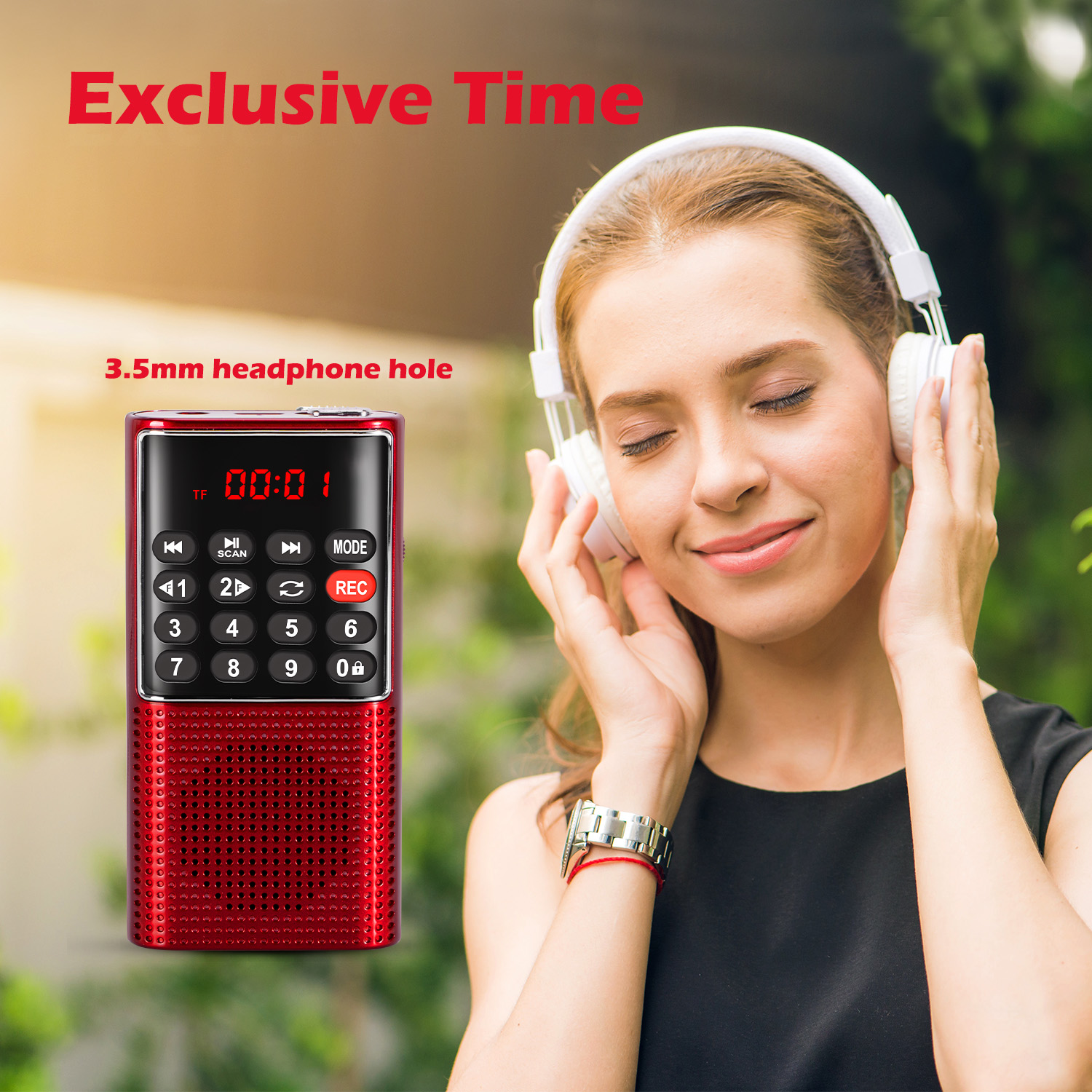 PRUNUS J328 Portable Pocket FM Radio, Digital Walkman MP3 Radio with