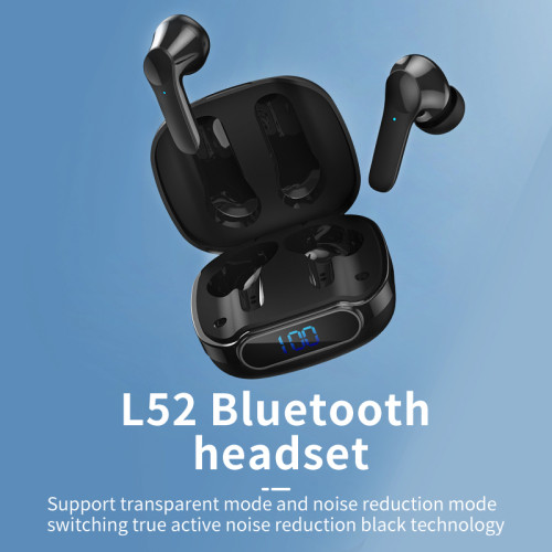 PRUNUS L52 V5.0 Bluetooth Earbuds HIFI Sound Active Noise Cancellation Headphone in-Ear with ANC, Built-in Mic Transparent Mode, LED Power Display