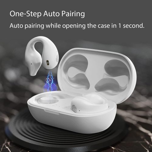 PRUNUS S03 Clip-on Earbuds Lightweight Open Ear Bluetooth Headphones Bone Conduction USB-C Charging Wireless Earclip for Working Running Cycling Driving