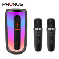 PRUNUS PLUSE6 Portable Karaoke Machine with 2 Wireless Microphones Powerful Bass Bluetooth Speaker Hi-Fi Sound Music Player with Lighting Effects Support TF Card USB Drive AUX Input for Party Adults Kids
