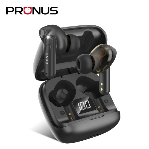 PRUNUS Hi-Res 01 V5.2 True Wireless Earbuds with HIFI Stereo Sound Gaming and Music Modes, Bluetooth Headphones with Digital Display, 30-Hour Battery Life