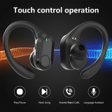 PRUNUS R500 V5.3 Bluetooth Earbuds with Built-in Mic True Wireless Stereo Headphones In-Ear with Earhooks and LED Digital Display for Workout Cycling