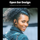 PRUNUS R02 Open Ear Clip Headphones Stereo HD Audio 5.2 Bluetooth Earbuds with Built-in Microphone USB-Recharging LED Battery Level Display for Running Cycling Workout