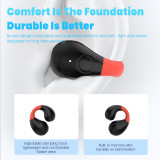 PRUNUS R02 Open Ear Clip Headphones Stereo HD Audio 5.2 Bluetooth Earbuds with Built-in Microphone USB-Recharging LED Battery Level Display for Running Cycling Workout