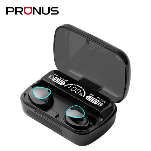 PRUNUS M10 V5.1 Bluetooth Earbuds Hi-Fi Sound Headphone in-Ear, Low-Latency, Built-in Mic, LED Power Display, Portable Powerbank, USB-C Charging