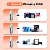 Retractable Charger Cable,Fast Charging 3in1 Charging Cable,Portable Charger Cord with USB Type-C and Micro-USB Port for All Phones and Tablet,Multi Fast Charger Type c Retractable USB c Cable