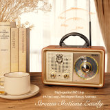 EU-PRUNUS J-110 AM/FM/SW retro radio with Bluetooth, nostalgic radio with 3 power supply options, wooden-look housing, 5W loudspeaker with improved bass, supports USB/TF/AUX. Yellow LED