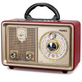 EU-PRUNUS J-110 AM/FM/SW retro radio with Bluetooth, nostalgic radio with 3 power supply options, wooden-look housing, 5W loudspeaker with improved bass, supports USB/TF/AUX. Yellow LED