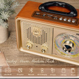 EU-PRUNUS J-110 AM/FM/SW retro radio with Bluetooth, nostalgic radio with 3 power supply options, wooden-look housing, 5W loudspeaker with improved bass, supports USB/TF/AUX. Yellow LED