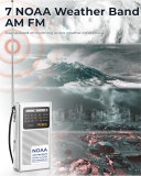 PRUNUS J-161 NOAA Weather Radio, AM FM Radio Battery Operated by 2 AA Transistor Radio with Best Reception,Stereo Earphone Jack, for Emergency,Hurricane,Running, Walking,Home (Silver)