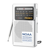 PRUNUS J-161 NOAA Weather Radio, AM FM Radio Battery Operated by 2 AA Transistor Radio with Best Reception,Stereo Earphone Jack, for Emergency,Hurricane,Running, Walking,Home (Silver)