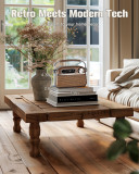 PRUNUS J-130 Small Retro Vintage Radio Bluetooth, Portable Radio AM FM Transistor with AC Power,Battery Operated Radio/Rechargeable Radio, Support TF Card/USB Playing for Home/Outdoor/Gift