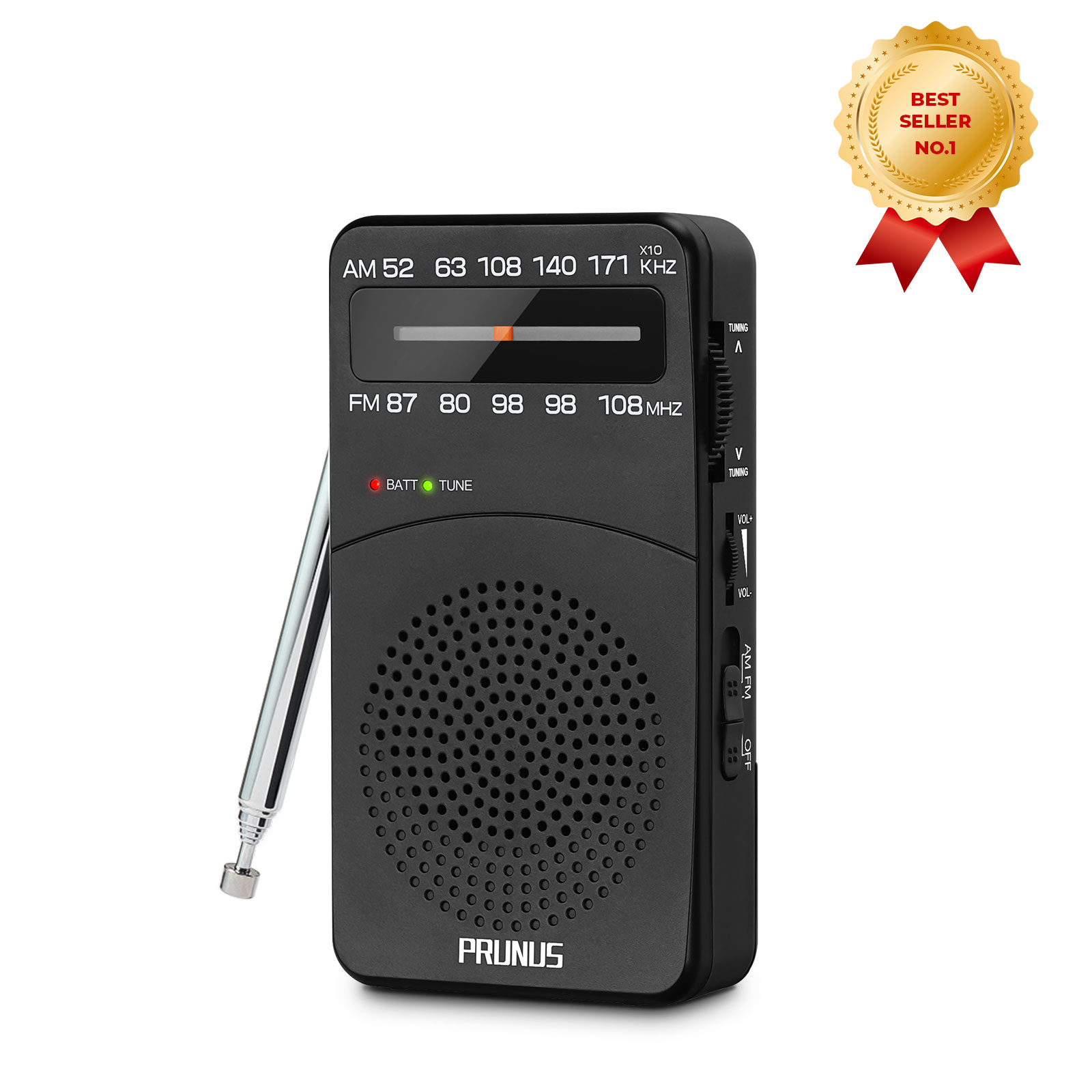 PRUNUS J-166 Portable Radio AM FM, Battery Operated Radio with Tuning ...
