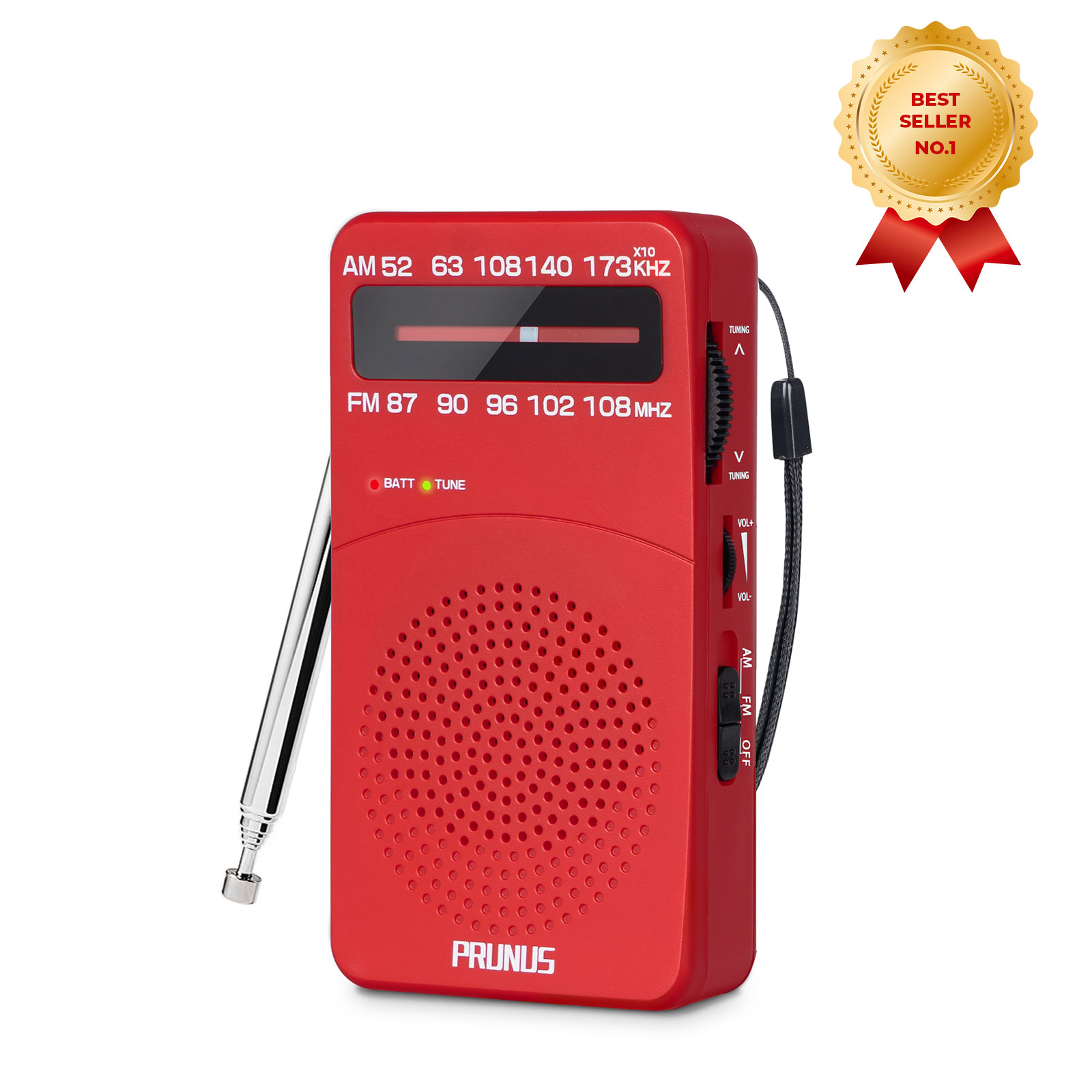 PRUNUS J-166 Pocket Portable Mini Radio FM/AM Digital Tuning Radio Receiver FM87-108MHz MP3 Music Player Radios For AA Batteries