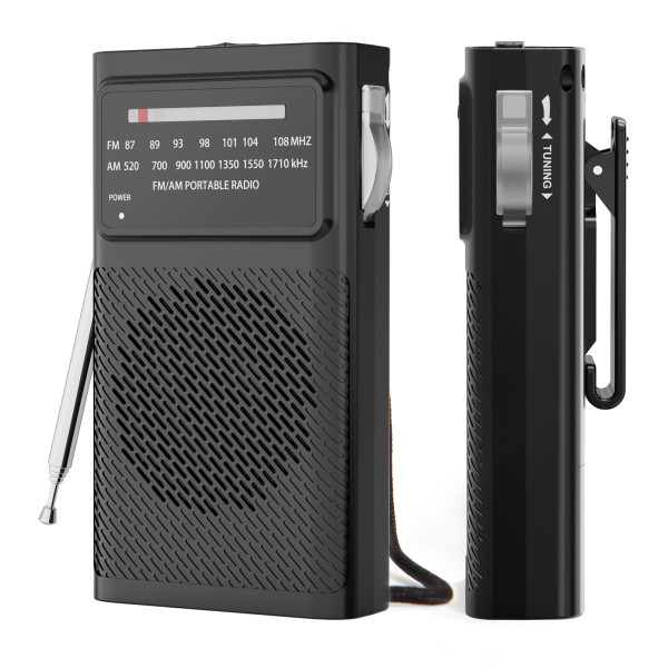 SEANCHEER 169 Mini Portable Radio Battery Operated, Small Pocket Transistor Radio Support AM/FM with Tuning Light, Personal Simple Radio for Elderly with Speaker