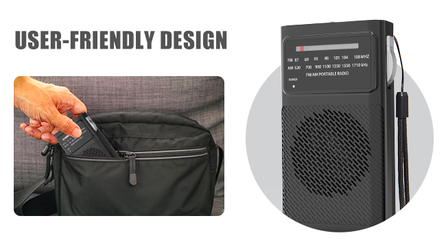 SEANCHEER 169 Radio Portátil AM FM, Radio Con Pilas AA, Radio Transistor Con Clip Trasero Y Capa, Conector Para Auriculares, Radios Portátiles AM FM, Pequeña