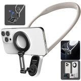 Seancheer Magnetic Neck Holder Mount POV Vlog Hands Free Phones Neck Holder Chest Stand with Magnetizer Ring Video Recording for iPhone 15 14 13 12 Series Android Smartphone