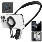 Seancheer Magnetic Neck Holder Mount POV Vlog Hands Free Phones Neck Holder Chest Stand with Magnetizer Ring Video Recording for iPhone 15 14 13 12 Series Android Smartphone