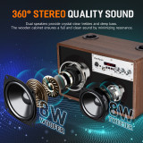 Heetipuk K3 Wooden Karaoke Machine, Portable Retro Bluetooth Speaker with 2 Wireless Microphones, Vintage PA System Singing Machine with Echo/Bass/Treble for TV,Home Party, Support AUX,USB,TF