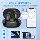 PRUNUS Wireless Earbuds, Bluetooth 5.3 Headphones, Earphones Wireless with Stereo Sound, One-Touch Intelligent Control, 30H Playtime LED Display for Sport/Work, USB-C