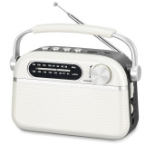 【2024 Newest】 PRUNUS J-130 Small Retro Vintage Radio Bluetooth, Portable Radio AM FM Transistor with AC Power,Battery Operated Radio, Support TF Card/USB Playing for Home/Outdoor/Gift