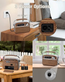 【2024 Newest】 PRUNUS J-130 Small Retro Vintage Radio Bluetooth, Portable Radio AM FM Transistor with AC Power,Battery Operated Radio, Support TF Card/USB Playing for Home/Outdoor/Gift
