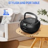 Heetipuk CD Player Boombox Cassette Player with Bluetooth,AM/FM Radio, Stereo Sound, AUX/USB Drive,Tape Recording,AC and C Battery Powered,Headphone Jack,LCD Display for Home,Gift