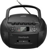 Heetipuk CD Player Boombox Cassette Player with Bluetooth,AM/FM Radio, Stereo Sound, AUX/USB Drive,Tape Recording,AC and C Battery Powered,Headphone Jack,LCD Display for Home,Gift
