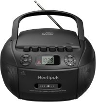 Heetipuk CD Player Boombox Cassette Player with Bluetooth,AM/FM Radio, Stereo Sound, AUX/USB Drive,Tape Recording,AC and C Battery Powered,Headphone Jack,LCD Display for Home,Gift