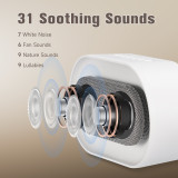 Seancheer White Noise Machine,Bluetooth Wireless Speaker,Sound Machine with 31 Soothing Sounds Memory Function,24HR Alarm Clock for Bedroom with Night Light,Powered by 2000mAh Battery for Baby&Adults
