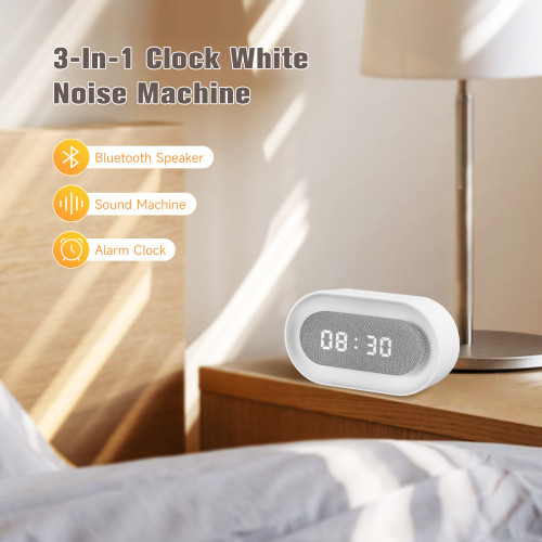 Seancheer White Noise Machine,Bluetooth Wireless Speaker,Sound Machine with 31 Soothing Sounds Memory Function,24HR Alarm Clock for Bedroom with Night Light,Powered by 2000mAh Battery for Baby&Adults