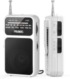 PRUNUS J-555 Portable Radio AM FM Battery Operated/USB-C Charging, Pocket Radio, Transistor Radio with Excellent Reception, Back Clip, Headphone Jack and Clear Speaker, Mini Radio with Flashlight