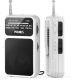 PRUNUS J-555 Portable Radio AM FM Battery Operated/USB-C Charging, Pocket Radio, Transistor Radio with Excellent Reception, Back Clip, Headphone Jack and Clear Speaker, Mini Radio with Flashlight