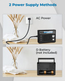 PRUNUS J-136 Portable Radio AM FM, Transistor Radio Battery Operated and Plug in Wall,Loud Speaker Support AUX in and Micphone in, Small Radios Portable AM FM