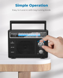 PRUNUS J-136 Portable Radio AM FM, Transistor Radio Battery Operated and Plug in Wall,Loud Speaker Support AUX in and Micphone in, Small Radios Portable AM FM