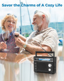 PRUNUS J-136 Portable Radio AM FM, Transistor Radio Battery Operated and Plug in Wall,Loud Speaker Support AUX in and Micphone in, Small Radios Portable AM FM