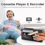 PRUNUS J-360 Cassette Tape Player Boombox with Bluetooth, Tape Recording, AM FM Portable Radio,Solar/Battery Operated Radio/Rechargeable,AUX/TF/USB Drive,Flashlight,Headphone Jack,Gift Cassette Player