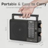PRUNUS J-03 AM FM Radio Portable Plug in Wall or AA Battery Operated for Home/Outdoor, Large Speaker Excellent Sound, Excellent Reception 19.5 ant, Large Tuning Knobs for Easy to Use,Gifts for Seniors