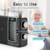 PRUNUS J-03 AM FM Radio Portable Plug in Wall or AA Battery Operated for Home/Outdoor, Large Speaker Excellent Sound, Excellent Reception 19.5 ant, Large Tuning Knobs for Easy to Use,Gifts for Seniors