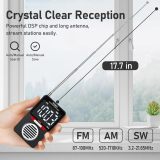 PRUNUS Portable Radio AM FM SW with Bluetooth, as Bluetooth Speaker, Alarm Clock/12/24 Time, Large LCD Screen, TF Card Shuffle Play, Stereo Earphone Jack,Walkman Digital Radio 155 for for Jogging