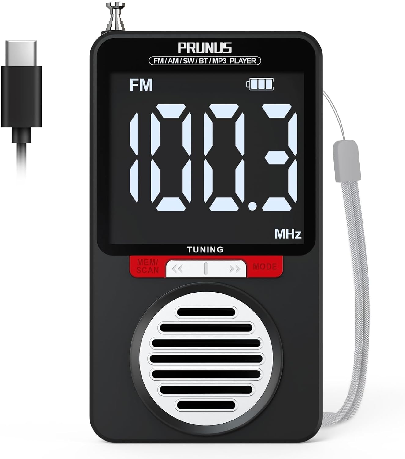 PRUNUS Portable Radio AM FM SW with Bluetooth, as Bluetooth Speaker ...