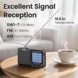 PRUNUS J-711 Mini Radio AM/FM/SW1-SW7 Shortwave, USB-C Charging& AA Battery Operated, Excellent Reception, Long Antenna, Earphone Jack, Transistor Radio, Portable Radios AM FM